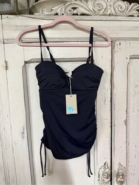 Boden Navy Ruched Swim Top with Tag nwt. Sz 8